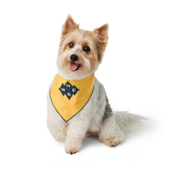 NEW Reversible Compass Dog and Cat Bandana - Dark Yellow - The Cuddle Collab M/L - Picture 1 of 8